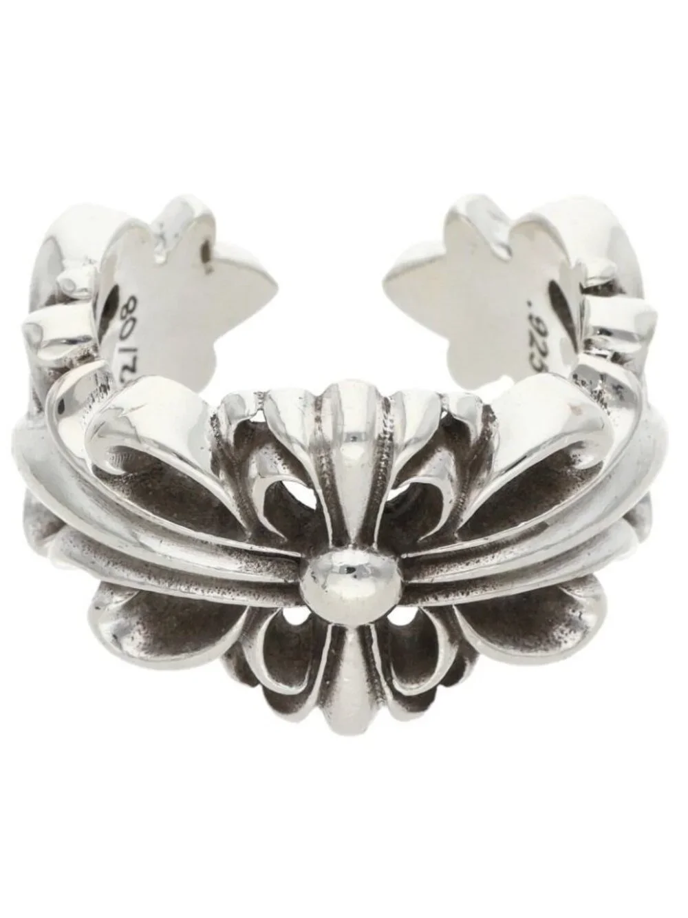 Chrome Hearts Dbl Flrl Crs Double Floral Cross Silver Ring